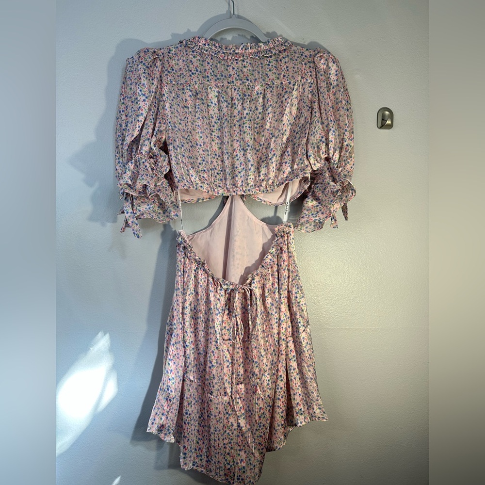 For love and lemons phoebe mini dress pink cut out floral nwt - Picture 6 of 6